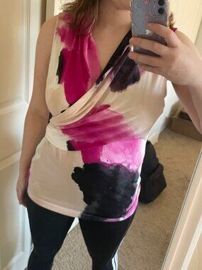 NWT DKNY sleeveless wrap top with watercolor print